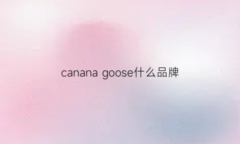 canana goose什么品牌